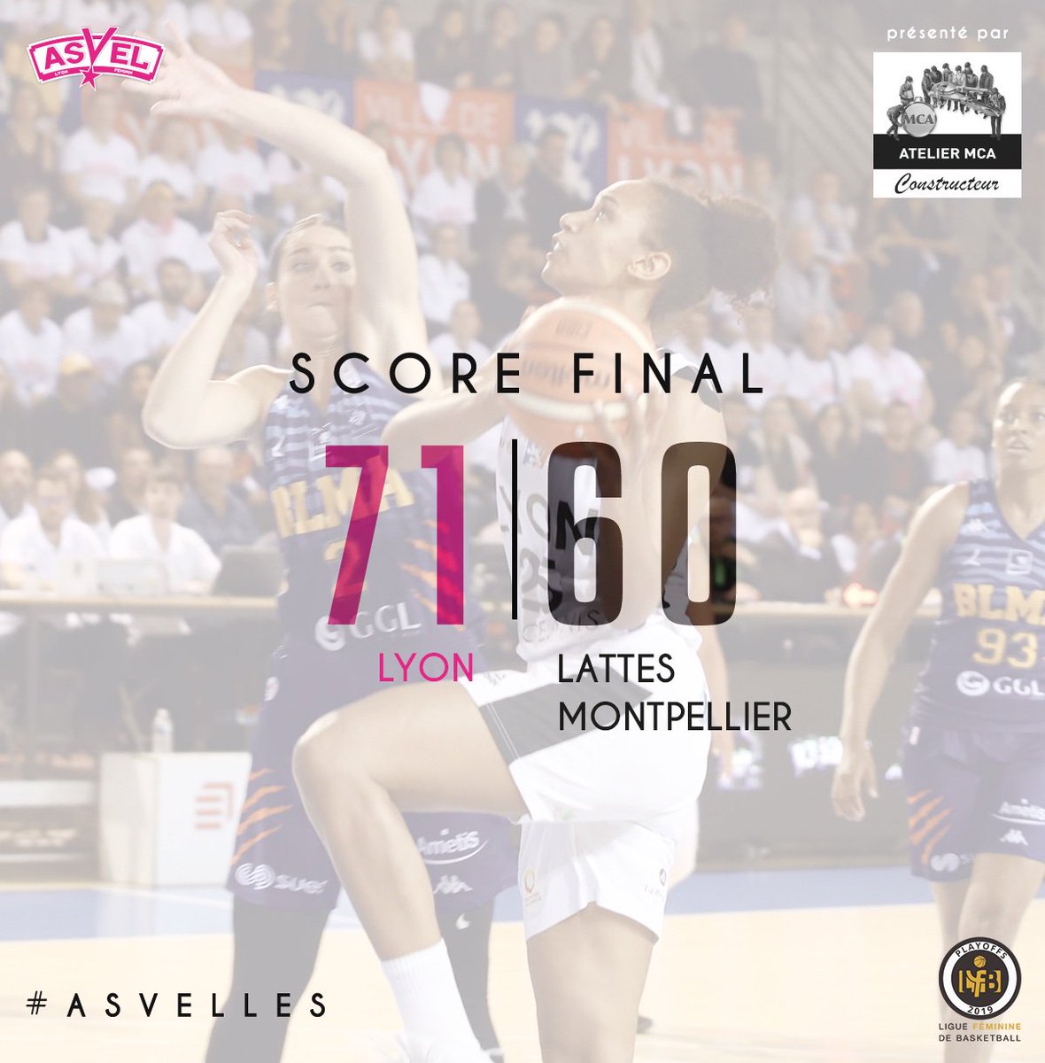 ASVEL_Feminin's tweet photo. Victoire de nos Lionnes avec caractère face au @BasketLMA ! Rendez-vous ce mercredi à Mado Bonnet pour le Match 2 de la Finale !
#ASVElles #FinalesLFB https://t.co/l2CB8QakjM