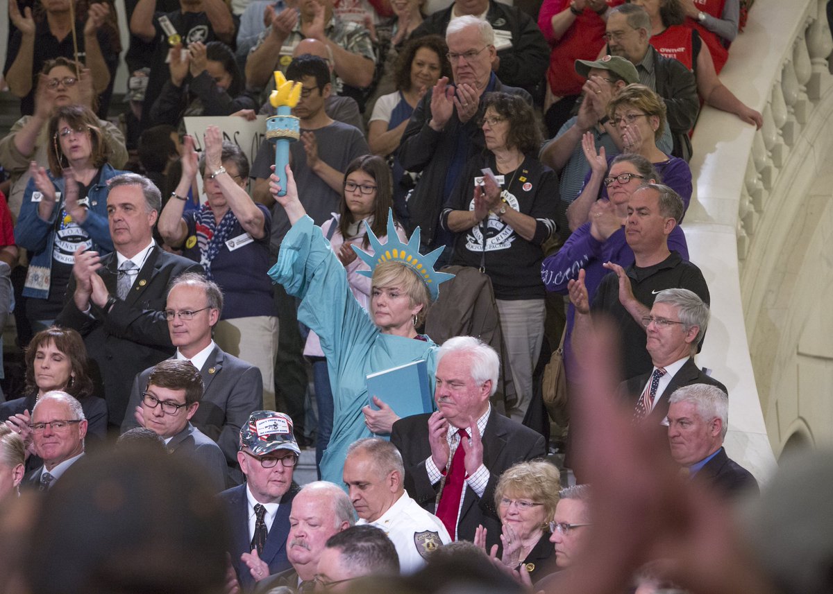 RepHelm's tweet image. The Main Rotunda at the state Capitol was packed today for the annual Second Amendment Rights Rally. I was proud to take part again, as we stand up for our constitutional right to keep and bear arms. Thanks to those of you from the 104th Legislative District who attended.