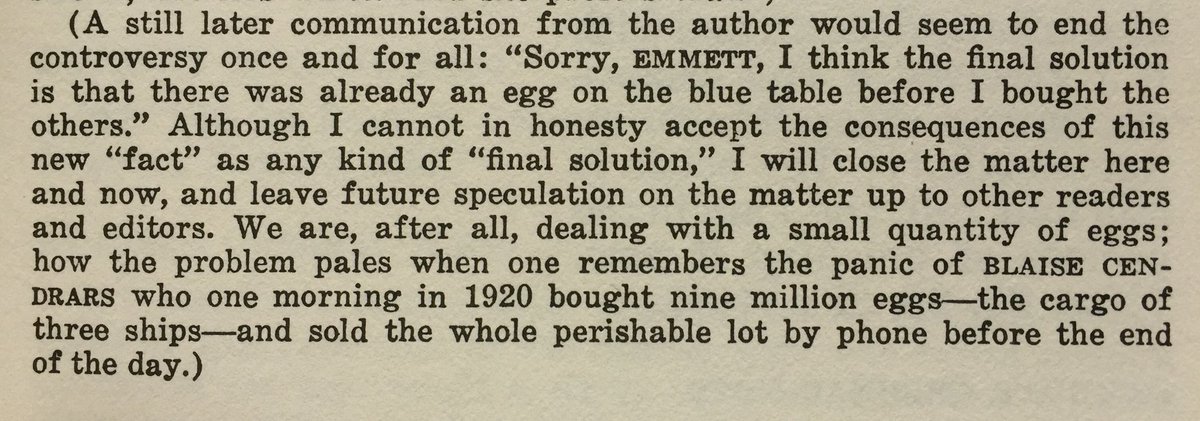 reversediorama's tweet photo. Love this magical book, would make for a great @BacklistedPod: Blaise Cendrars (my main man) once bought nine million eggs and sold them over the phone in 24 hours. #danielspoerri #blaisecendrars #ananecdotedtopographyofchance #somethingelsepress https://t.co/q50tO6lIGw
