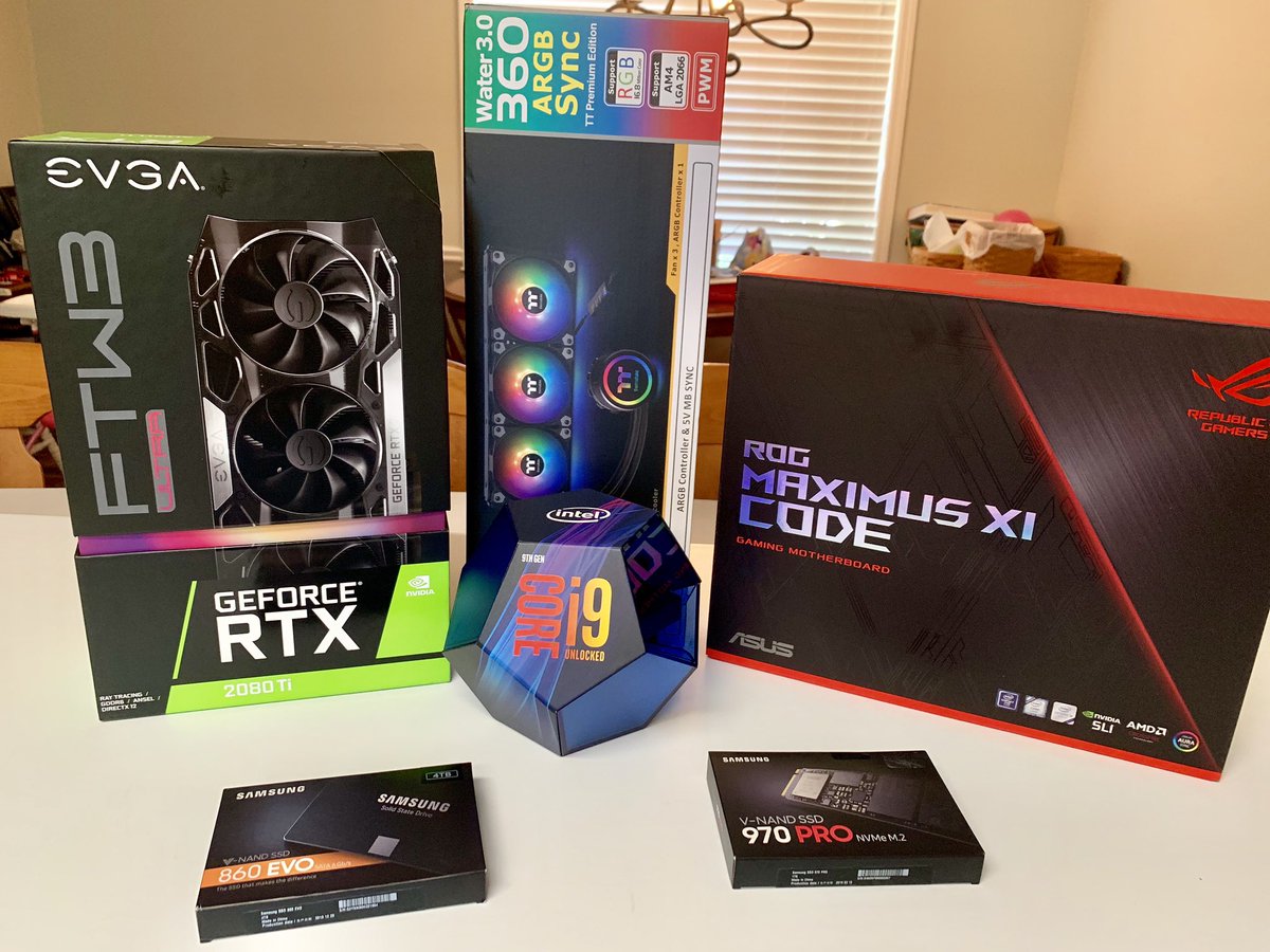 _LongJon's tweet photo. Putting my new build together this week. Mainly for video editing/gaming. I’ll be off Steam for a few days. Yes I splurged.
@VdubM @PLAYER2PS4 @Pkynn @fam5rivera @HexenHarry @SOFstudios @PoisonCobrax
#NewPCbuild #2080Ti #9900k #i9 #970pro #MaximusXIcode #Steam #hhour #PC https://t.co/S6OLLJof5c