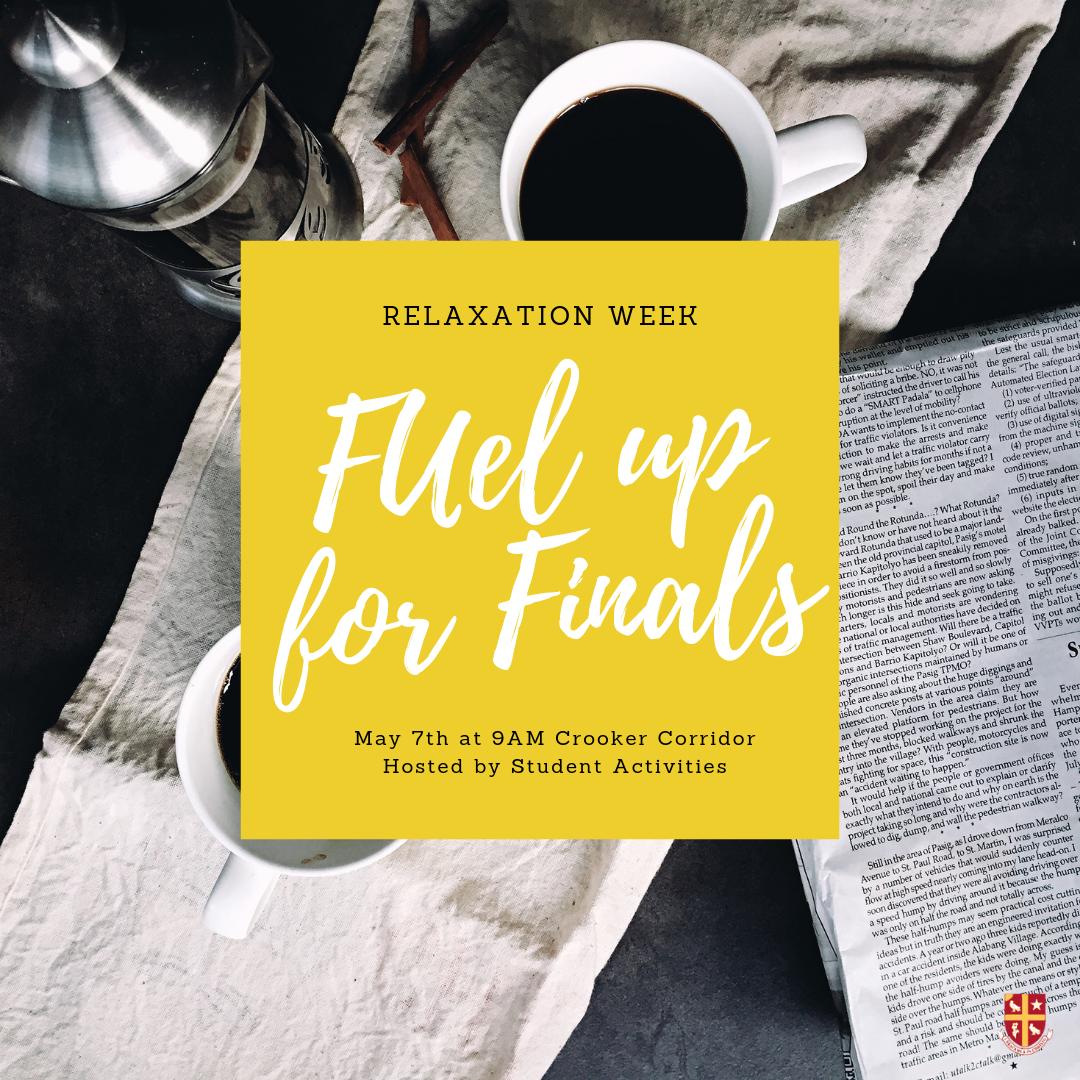 stthomashouston's tweet photo. Don't forget to #FuelUp for #USTSpringFinalsWeek2019 with @uststudentactivities starting tomorrow at 9am at Crooker! See you guys there! #BeYourBoldSelf
.
.
.
#usthouston #uststrong #ustbold #ustpride #celtstrong #celtnation #university #college #students #catholicuniversity https://t.co/thb1W1p3bZ