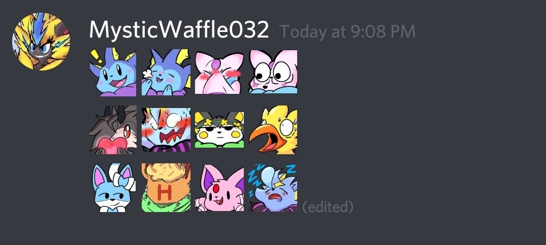 Mysticwaffle032's tweet image. Alright everyone! Small raffle time for reaching 400 followers (but then im at 460 now so sorry for the delay ;w;) Just make sure to be following and retweet this post for a chance to win either a discord emoji or a telegram sticker! More details below!!!