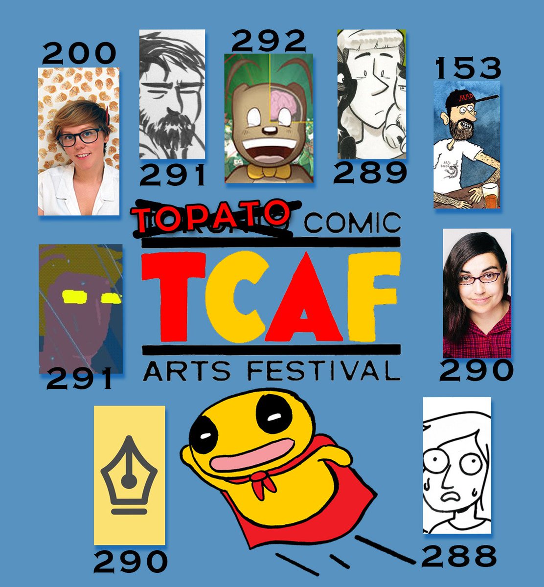 tcaf promo photo with images of various creators appearing at the show