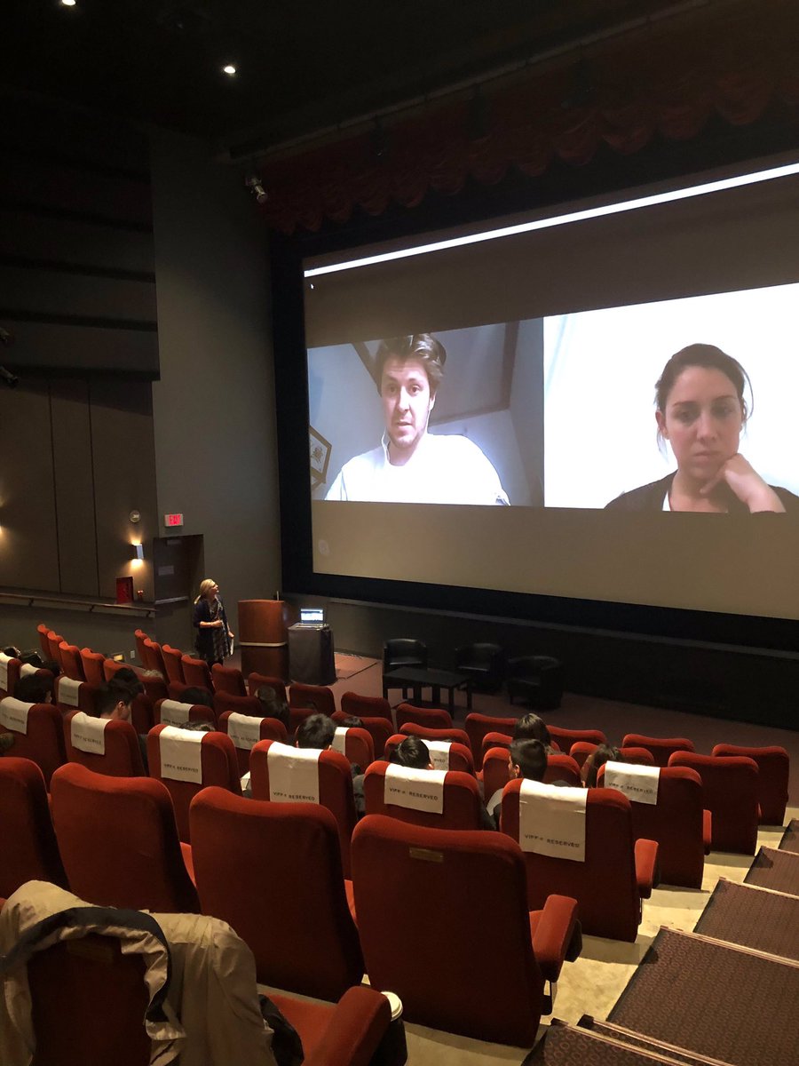 DOXAFestival's tweet photo. Our Rated Y for Youth program started today with #CallMeIntern! @anunpaidact directors Nathalie Berger and Leo David Hyde are engaging in discussion with the youth audience. #DOXA2019 https://t.co/7sZsoNNiT5