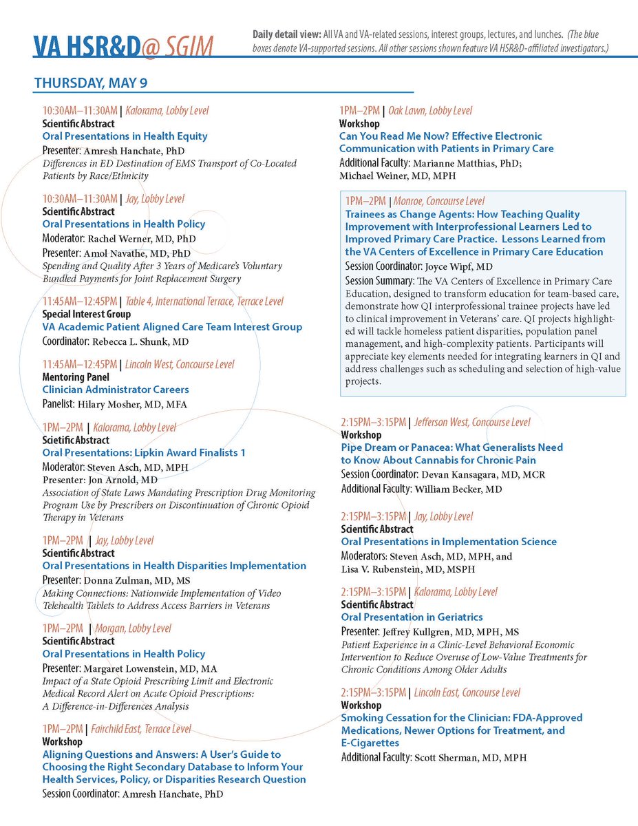 Va Hsr D A Twitter Icymi Are Going To Sgim19 This Week Here S The Va Sessions Agenda It S A Big Meeting So If We Missed Something Your Session Isn T Shown Here