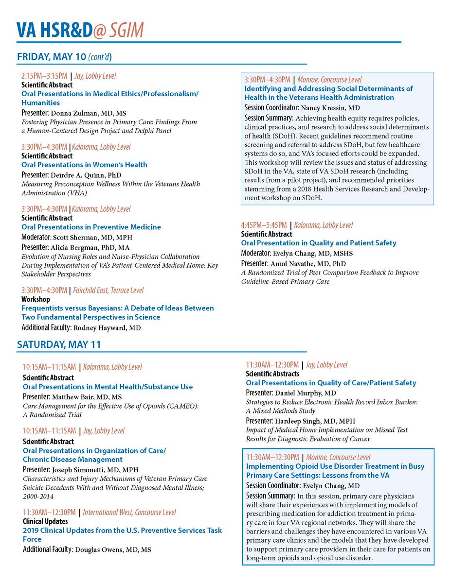 Va Hsr D A Twitter Icymi Are Going To Sgim19 This Week Here S The Va Sessions Agenda It S A Big Meeting So If We Missed Something Your Session Isn T Shown Here