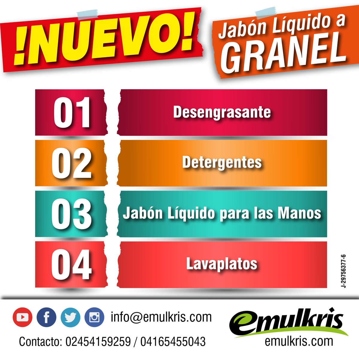 Emulkris's tweet photo. Lanza al mercado nuevo detergente Líquido a Granel.     Fácil de usar, con Gran Poder Quita Manchas y funciona para:  

01. Desengrasante 
02. Detergentes. 
03. Jabón liquido para las manos
04. Lavaplatos. Contáctanos y te asesoramos totalmente. ¡GRATIS! https://t.co/4fodCagwOs