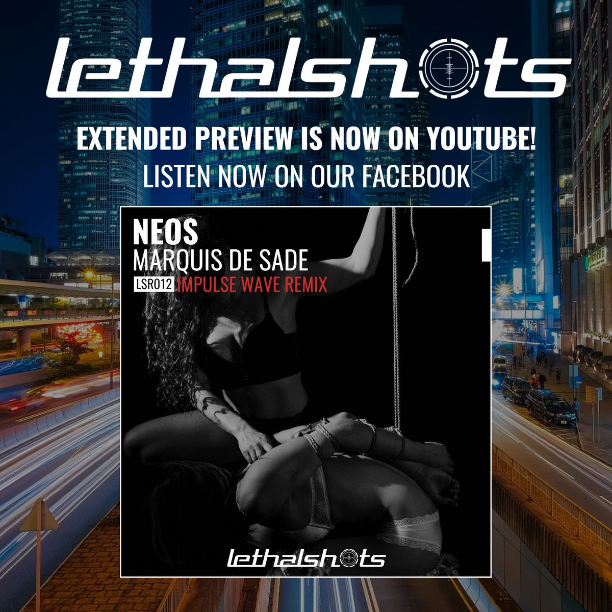 lethalshotsrec's tweet photo. Check the extended preview of the new @impulsewaveof Remix for "@NeosMusic - Marquis De Sade" Now on our facebook fan page!
Release: May 13, 2019 on Beatport!
#Trance #Psytrance #TechTrance #PsyTech #Techno #LethalShots #Neos #MarquisDeSade #ImpulseWave #Remix #LSR012 https://t.co/3GeHD5bm5z