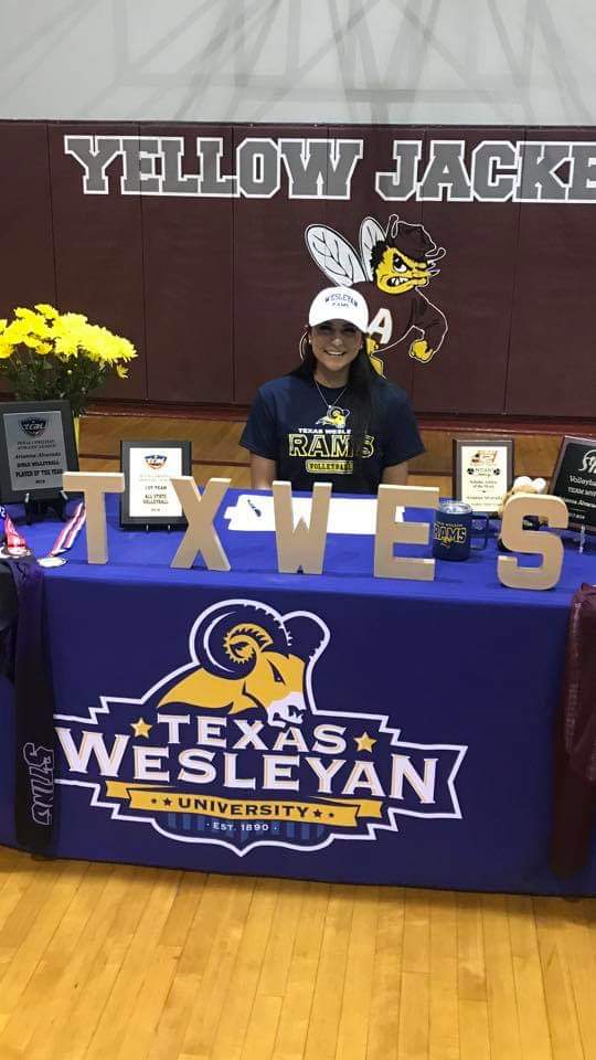 STAJacketsVBall's tweet photo. Congratulations to Senior, Arianna, as she signed her letter of intent to play volleyball next year. Arianna will be joining the Ram Family @TxWesVolleyball. We are excited for her &amp; wish her the best on this new journey. #FutureRam https://t.co/1sHHNrANXz
