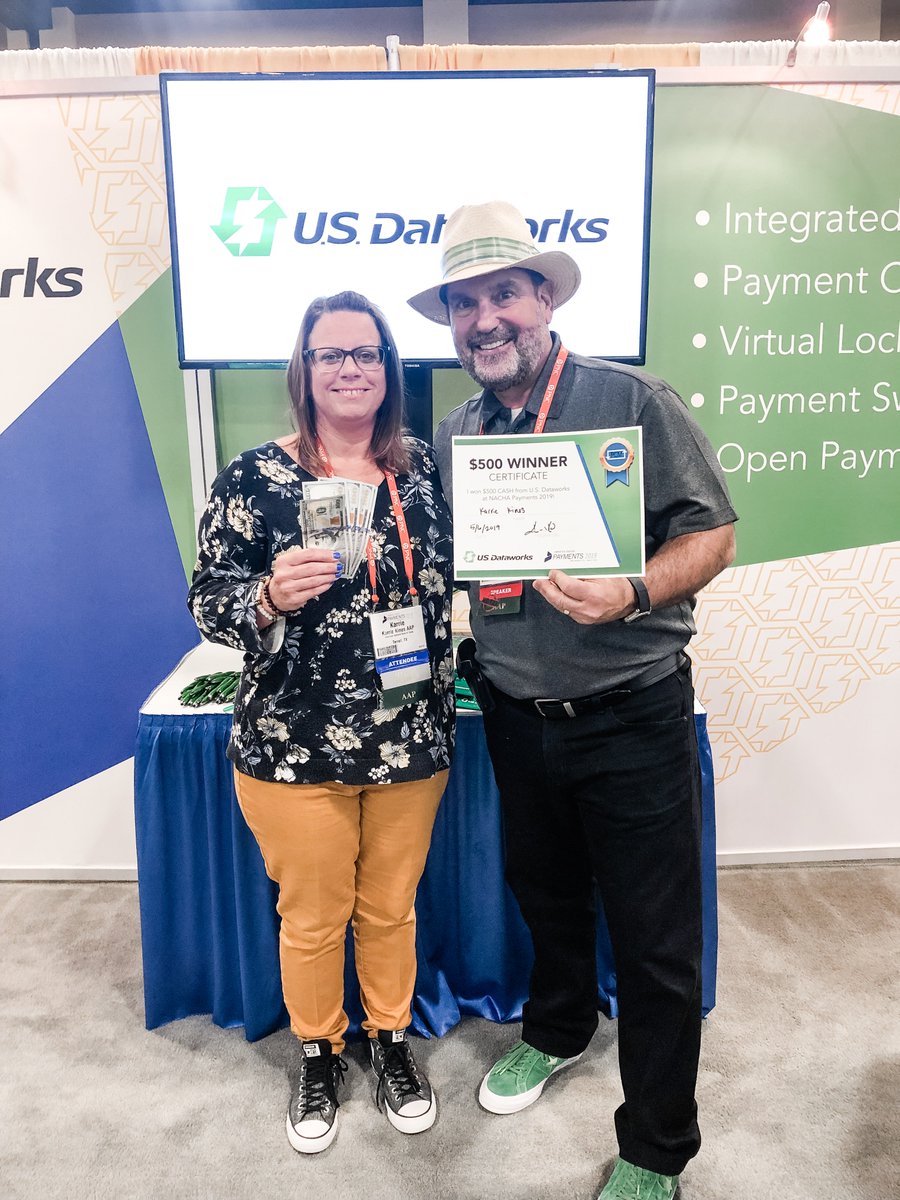 USDataworks's tweet image. We have a winner! Help us give a big congratulations to today&apos;s $500 in CASH prize winner! #USDataworks #PAYMENTS2019
