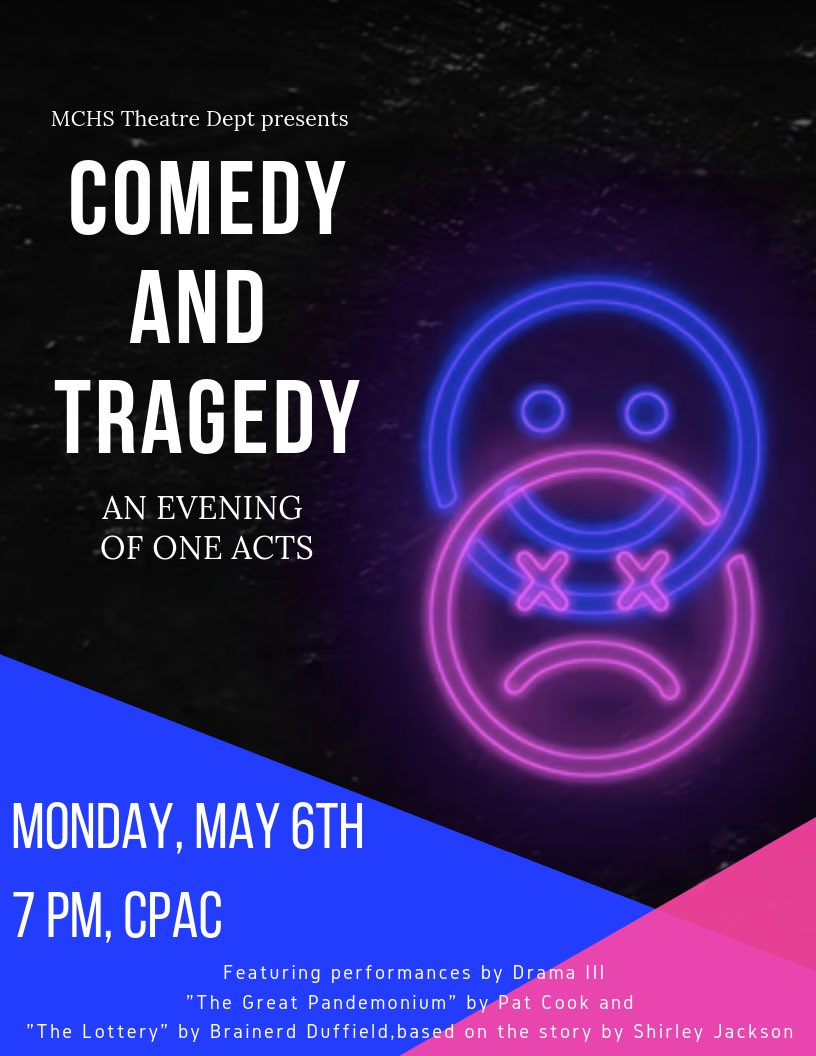 MCHSTheatreDept's tweet photo. TONIGHT! 7:00 PM! FREE ADMISSION! #NightOfOneActs #SeniorBow #Drama3 https://t.co/rIGcFXe32i
