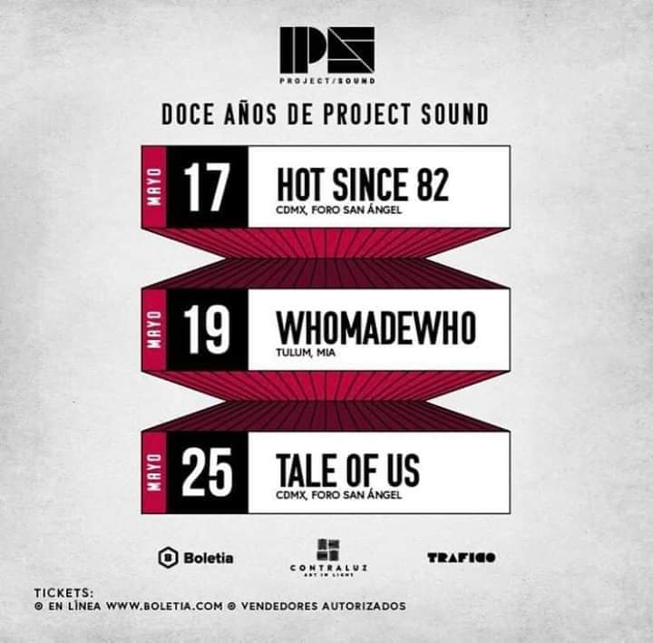 El colectivo <a href="/ProjectSoundMX/">ProjectSoundMX</a>  cumple 12 años 🎂 este mes y prepararon una tríada de eventos de alto calire en CDMX y Tulum. 

17.05 Hot Since 82 @ CDMX
19.05 WMW @ Tulum 
25.05 Tale of Us @ CDMX

#ProjectSound