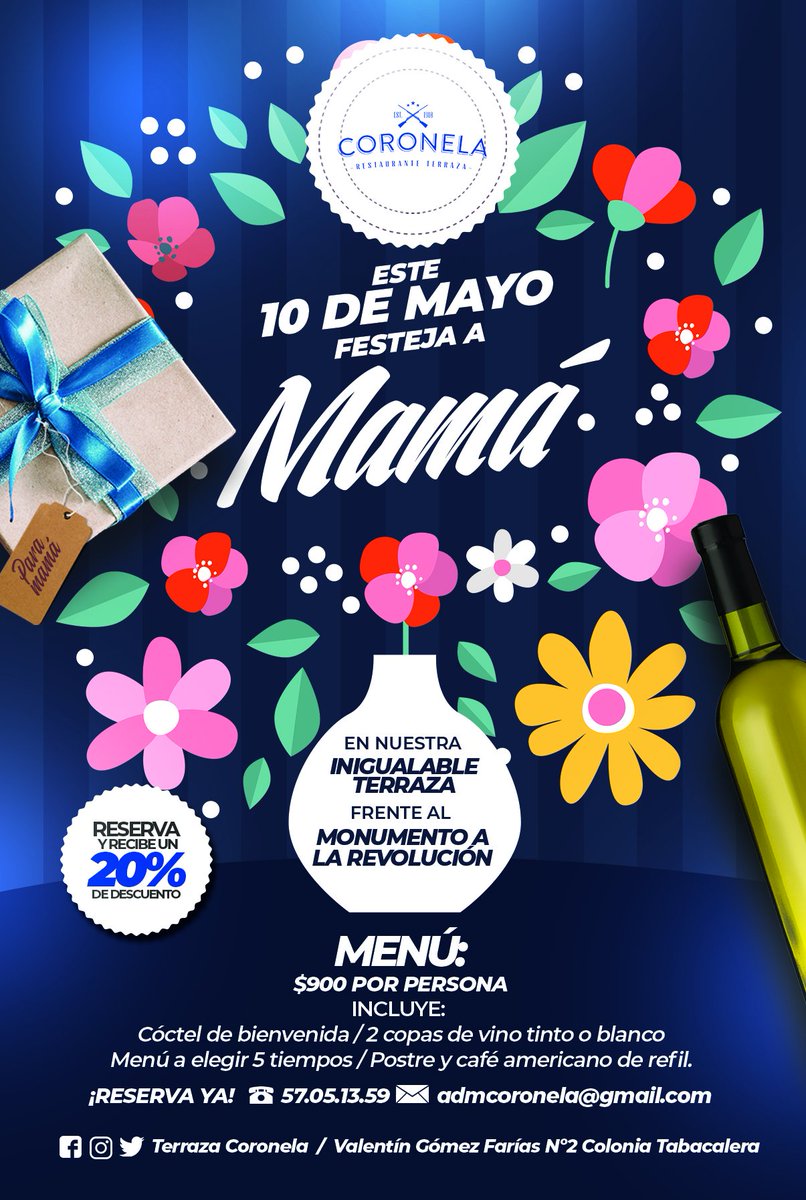 La mejor opción para consentir a Mamá éste 10 de Mayo: vista espectacular, exquisita comida mexicana. Una celebración diferente, auténtica. Llama y reserva, ¡obtén un 20% de descuento!  Telf 5705.13.59 #restaurante #terrazacdmx #terraza #cdmx