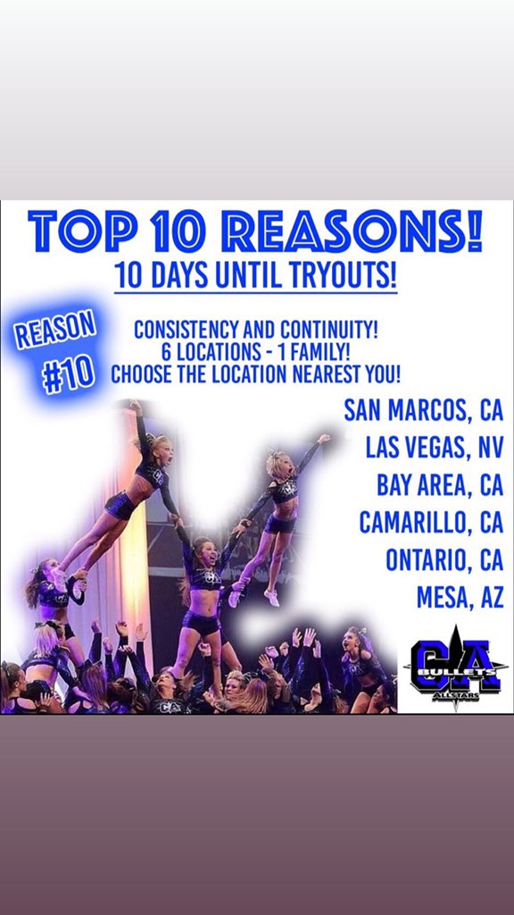 XoKellieXo16's tweet photo. You don’t want to miss out on the 2019-2020 season at CALI AZ! Get registered today! #AllPaidBids #WorldsFinalists #SummitFinalists #WorldsTopTen #SummitChampion #SummitSilverChampion #SummitBronzeChampion #TheCaliWay #TheOnlyWay
GET REGISTERED ⬇️⬇️⬇️ https://t.co/OrT5uA9kni https://t.co/VgVjj4WezH