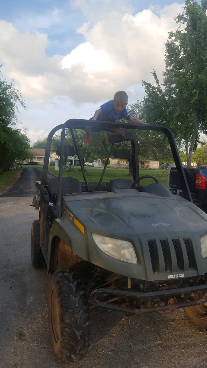 Huntingtec's tweet image. Remember when things were so simple in life? When you could have some fun just going out doors with the animals, just climbing on something or the day you get the game ball! Congrats Christopher and good luck this week games!