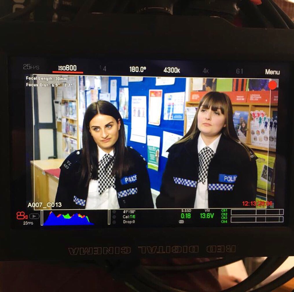 Vix93's tweet photo. Bints on the Beat! Brilliant fun today working on @GuyHamilton87โs awesome pilot #CommunityCuts with a lovely bunch of cast and crew. And best of all I got to work with comedy wife @jendubble. Thanks to @editanimal for the ๐ธ #filming #shoot #comedy #pilot #actor #tv https://t.co/7V6DQD3i9S