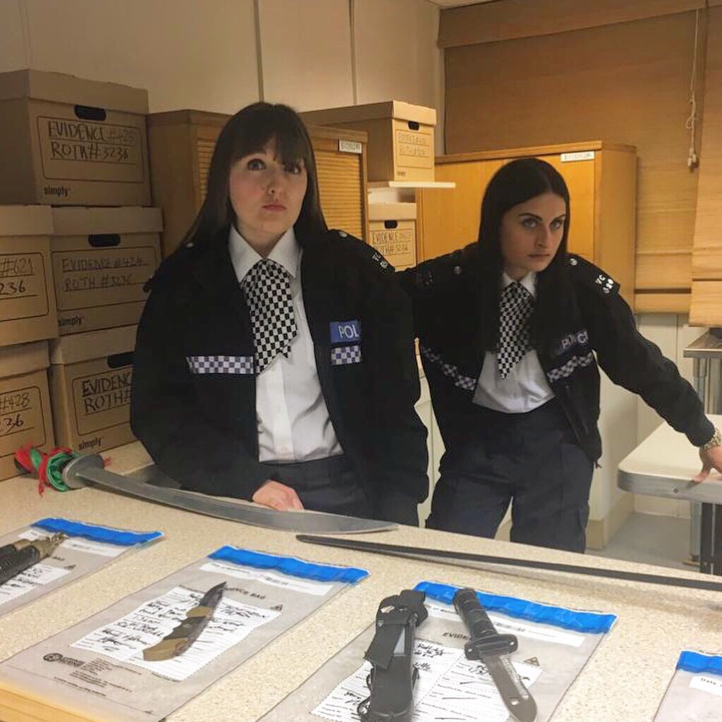 Vix93's tweet photo. Bints on the Beat! Brilliant fun today working on @GuyHamilton87โs awesome pilot #CommunityCuts with a lovely bunch of cast and crew. And best of all I got to work with comedy wife @jendubble. Thanks to @editanimal for the ๐ธ #filming #shoot #comedy #pilot #actor #tv https://t.co/7V6DQD3i9S