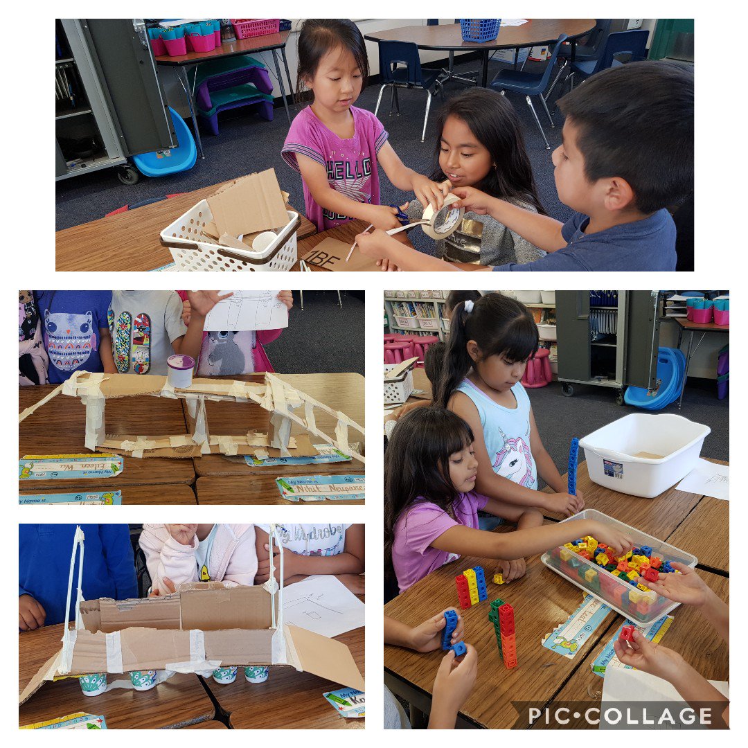 Wow! Look at those bridges! First grade students working collaboratively and using their problem solving skills to create their bridges for the Global Design Day challenge! So proud of them! 👍👍#GDD19 @RascalPride #WeAreRUSD