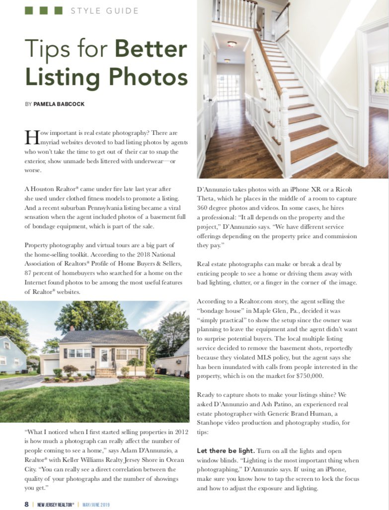 Pamela Babcock wrote an article for NJ #Realtor Magazine and added a few quotes from me, my #photos also made the final cut! To see the entire article, here is the link:  issuu.com/newjerseyrealt… #realestate #njrealestate #nj #jersey #newjersey #gardenstate #realestatephotography