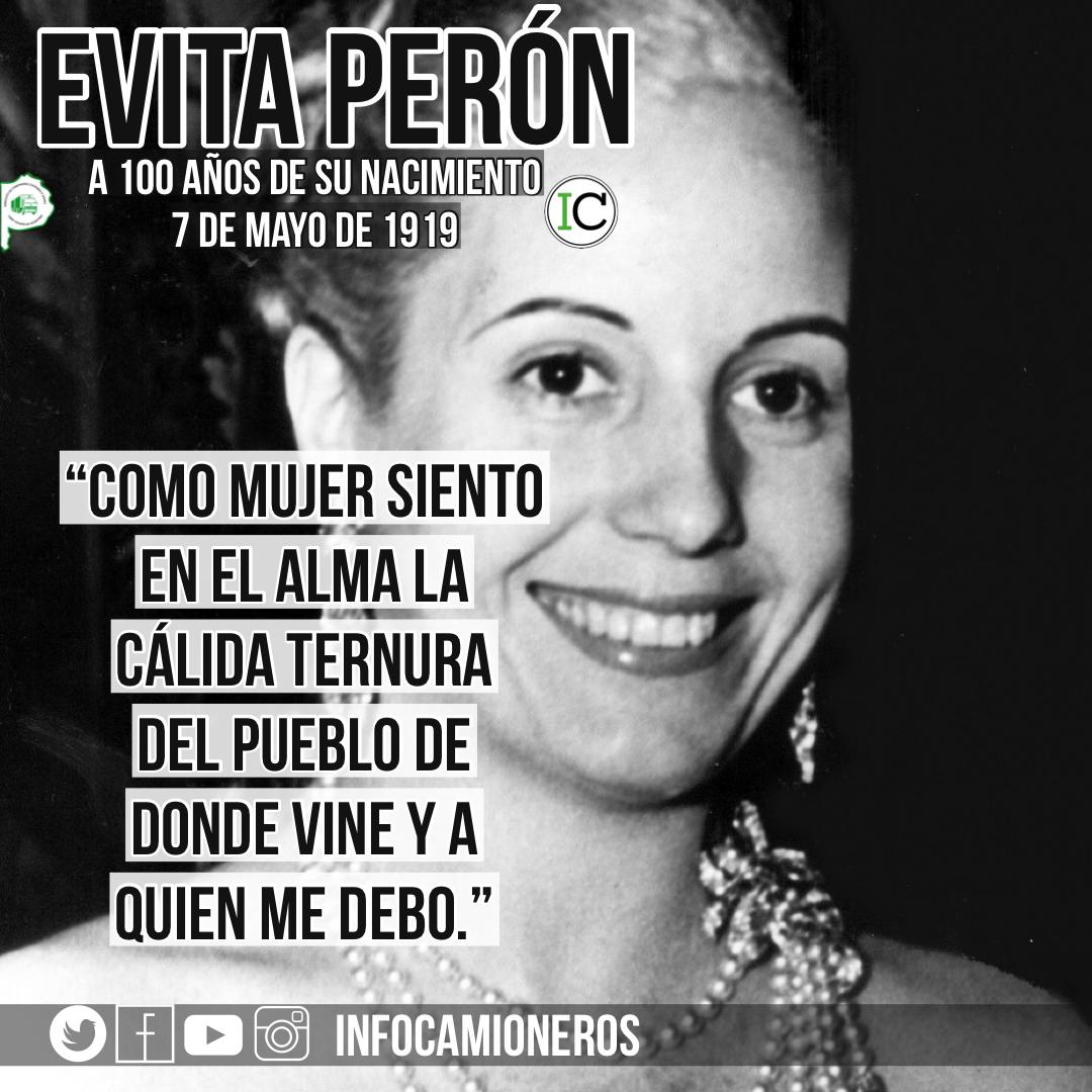 #Evita100Años
El 7 de Mayo de 1919 nacía en #LosToldos Eva Perón 'Cómo mujer siento en el alma la cálida ternura del pueblo de dónde vine y a quien me debo“.