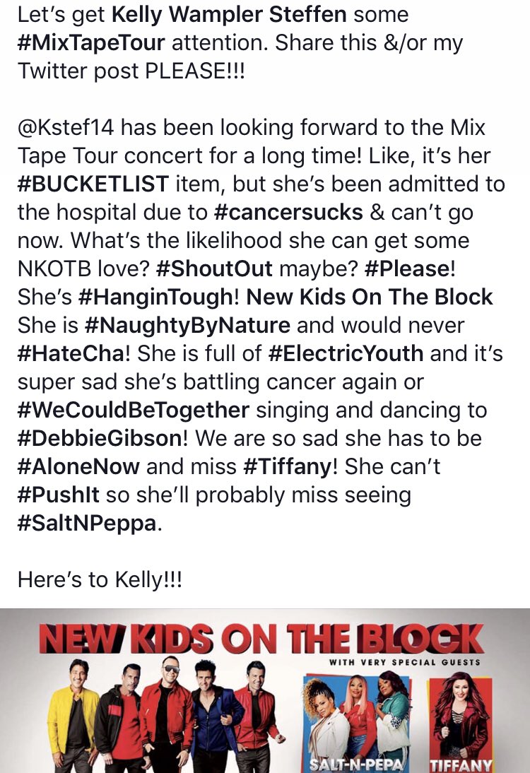 AUTiger75's tweet image. Help me spread the word for this precious local teacher, please! She’s been fighting this battle too long! #mixtapetour2019 @NKOTB @tiffanytunes @DebbieGibson @TheSaltNPepa @naughtybynature 
@Kstef14 @AngelaVoss