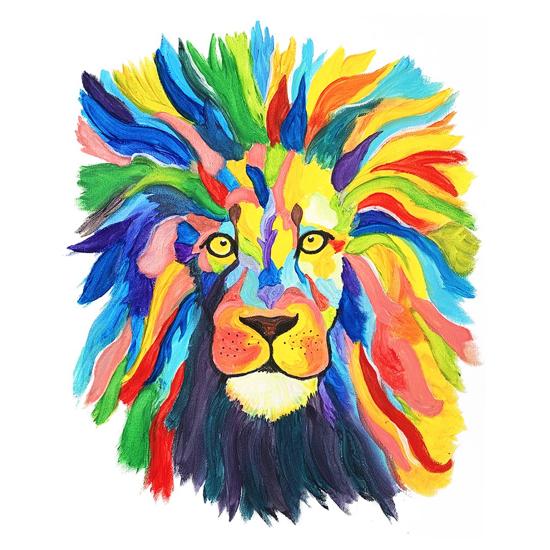 'Rainbow lion' by Ella Pesonen, commissioned #artwork from earlier this year 🌈🦁
.
#rainbowart #lionpainting #lionart #animalart #artist #artistsonyoutube #acrylicpainting #artistsontwitter