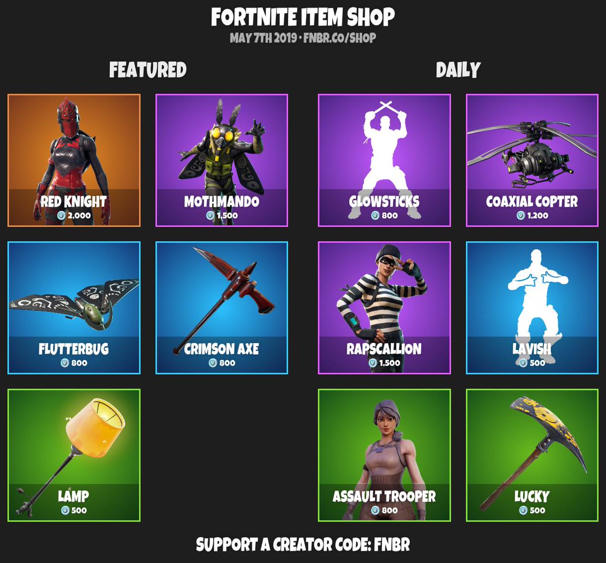 fortnite item shop for may 7th 2019 https fnbr co shop use creator code fnbr if you d like to support us pic twitter com 2o0o4hj0xh - fortnite shop 2711