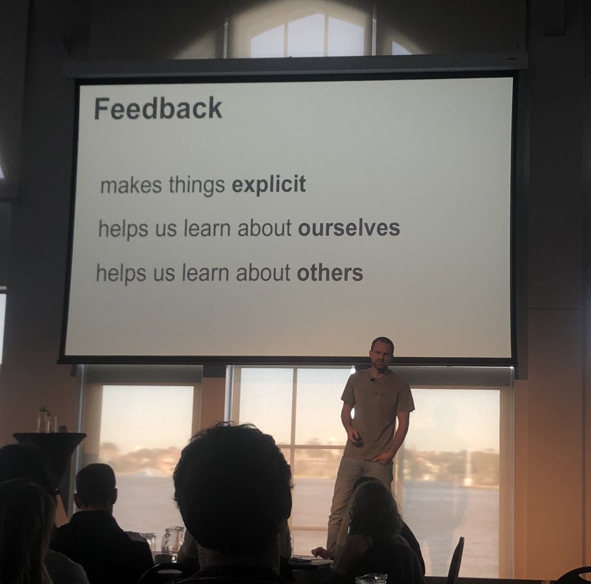 chelle_mortimer's tweet photo. Awesome talk by @dominikkatz on feedback and building trust in teams #atlassiandw19 https://t.co/YS29dScCYu