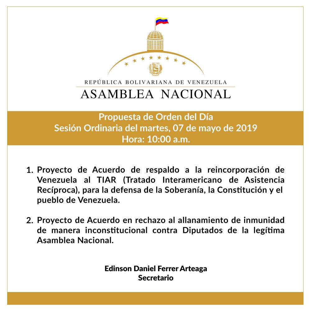 jguaido's tweet photo. Mañana vamos a la Asamblea Nacional a seguir trabajando por Venezuela. 

Nuestra ruta comenzó desde el parlamento gracias a la voluntad mayoritaria del pueblo venezolano. Vamos a continuar ejerciendo nuestro compromiso por la Libertad desde los espacios que nos pertenecen. https://t.co/XFrnFLfgeo