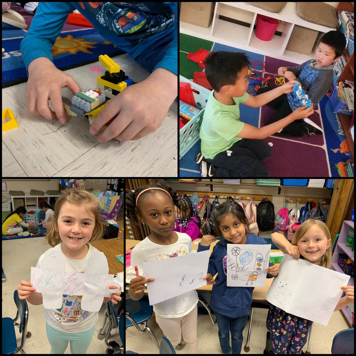 PileggiPirates's tweet photo. Today was #GlobalDayofDesign ! We tied our Mindset Monday & Brain Break into the day’s events. Then, friends used materials to design & create something new! What did your child create? #ImaginationIsAPowerfulThing #ltps #lesltps @MNLockett @KBurke4242 https://t.co/0fGcnfoXd0