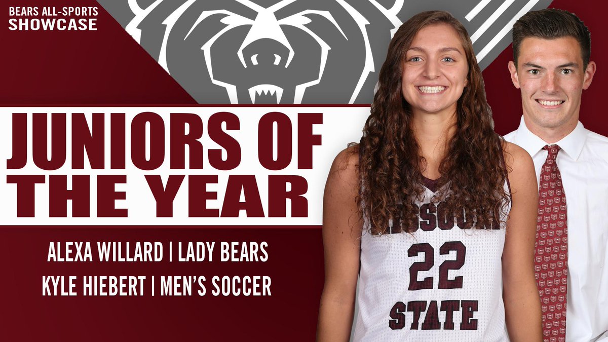 MissouriStBears's tweet photo. Three cheers for the #BearsShowcase Juniors of the Year… @MSUBearsMSoccer’s Kyle Hiebert and @MSULadyBears Alexa Willard! #MSUBears 👏👏👏 https://t.co/kNgZC5pCTk