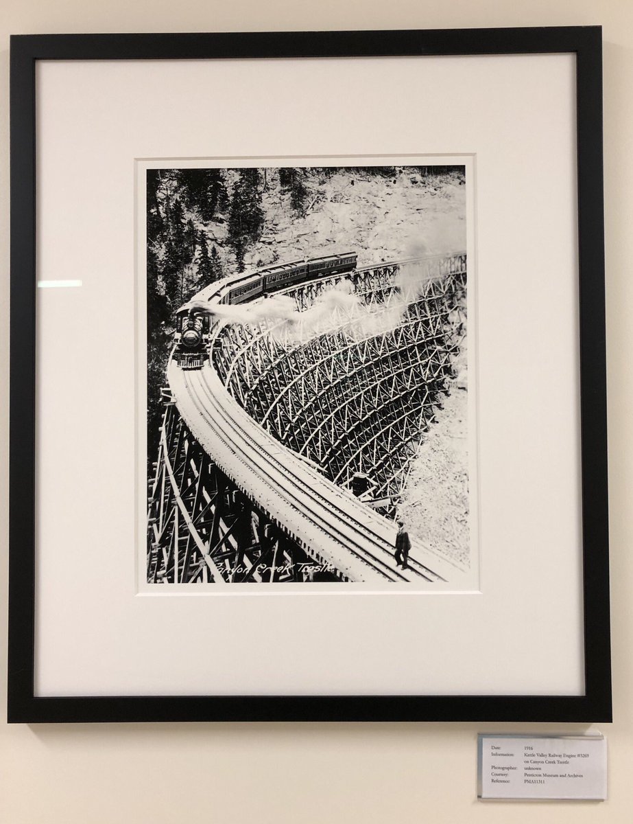 Beautiful art on the walls of the new tower at Penticton Regional. This one left me thinking-how did they get this pic, were there drones in 1916? Did this guy even live past 1916? And why was he wearing a jacket and tie, was that common attire when exploring railway trestles?