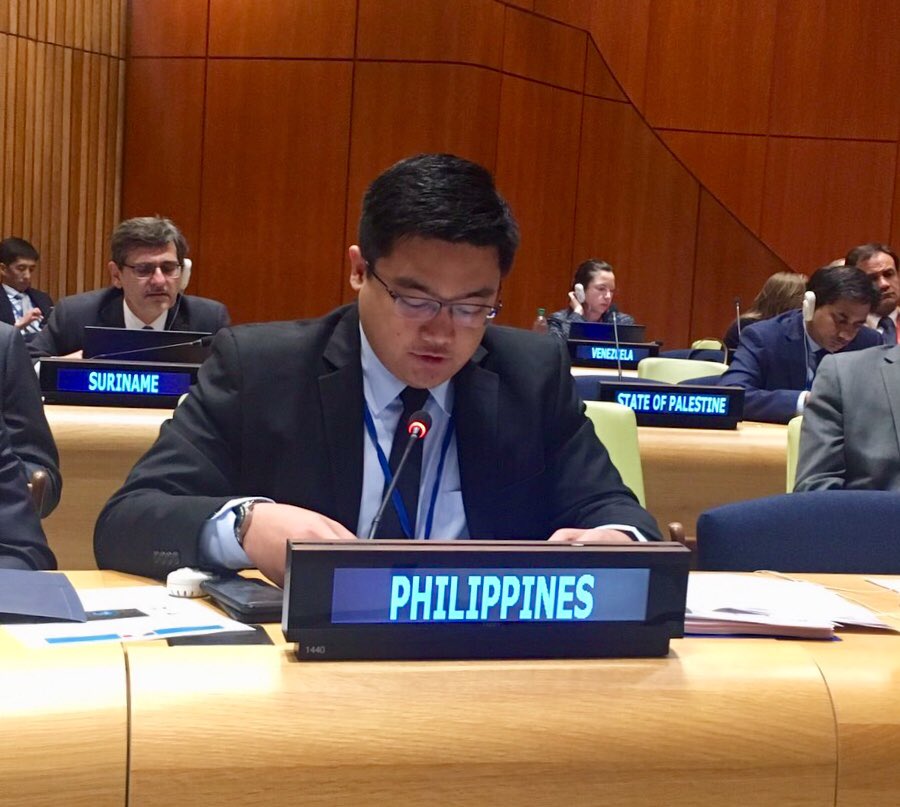 PHMissionNY's tweet photo. PH Delegate Allen Carillo, PH Mission in Vienna, stresses that peaceful uses of nuclear energy strengthen the NPT regime, and calls for sufficient, assured, and predictable resources for the IAEA Technical Cooperation Programme. #3rdNPTPrepCom #UNNewYork @teddyboylocsin https://t.co/vb4ar9ZyIO