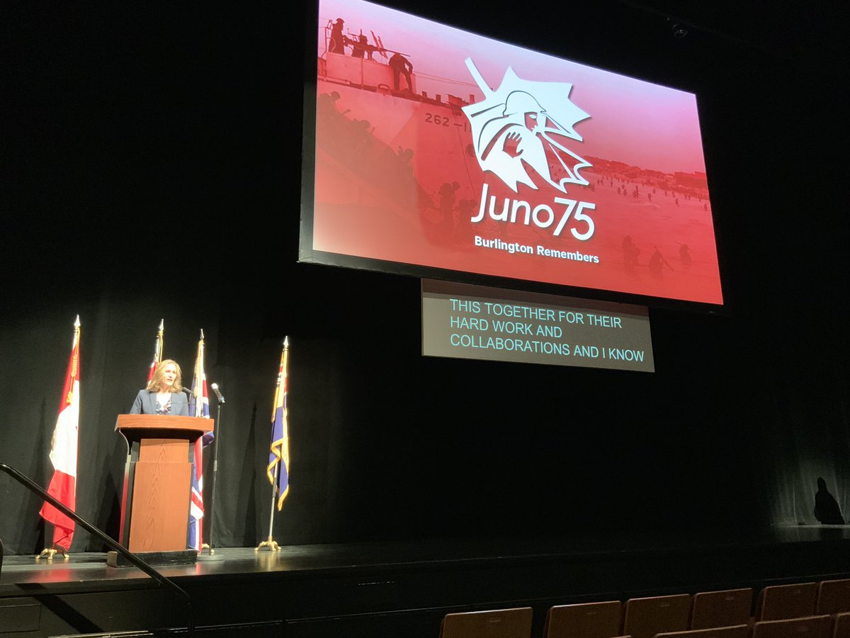 So proud of all the #BurlON residents who were able to come to a full-house BPAC for #Juno75 #BurlONRemembers! So many inspirational, emotional &amp; important stories of local veterans - inclu. Capt. Gordon Schottlander. Truly a memorable night. Thank you all who came out in support