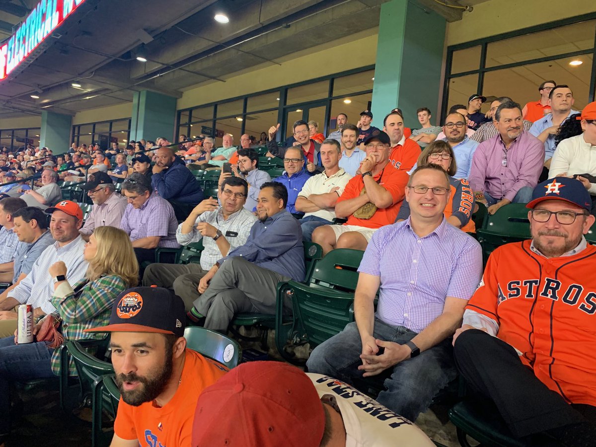 DusiBhaskar's tweet photo. Enjoying Astros game at minute maid park with cement operations team. Dr Bolio’s farewell treat. https://t.co/aamfyg3lBj