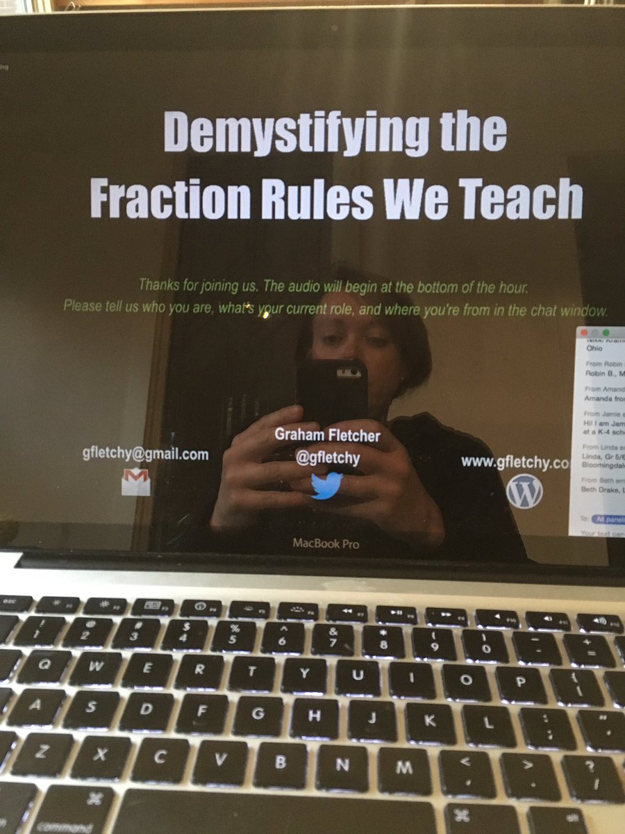 AmySeibel2's tweet photo. Life long learner - fractions webinar @gfletchy this evening https://t.co/JzzqE4q7xD