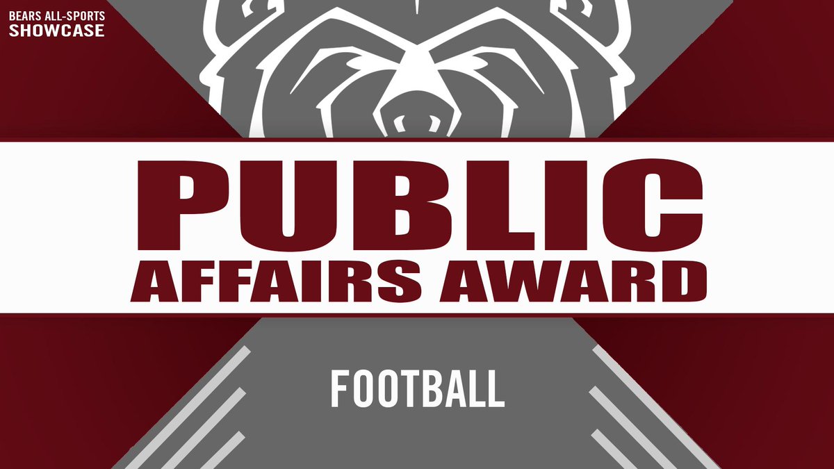 MissouriStBears's tweet photo. Congrats to @MoStateFootball on earning the #BearsShowcase Public Affairs Award! #MSUBears https://t.co/BcFTaFy7cv