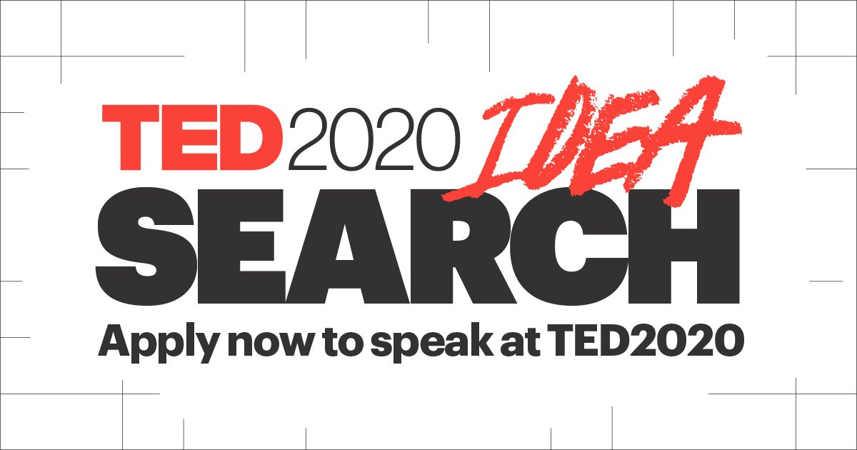 Do you want to give a TED Talk? If you or someone you know has an idea the world needs to hear, this could be your chance!

Applications are open until May 29th for the #TED2020 Idea Search, a worldwide hunt for future TED speakers. go.ted.com/ideasearch