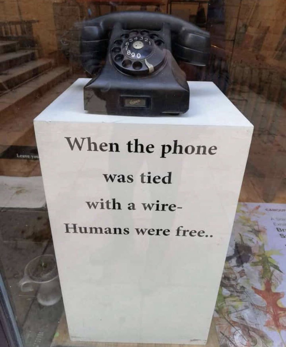 sudhakhandelwal's tweet photo. When the phone was tied with the wire - Human were free... 
#BeFreeFromMobile #LookUp #MeetRealPeople #TuesdayThoughts https://t.co/WhhZ2htzda