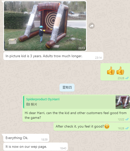 LauraLuo19's tweet photo. Good feedbacks from kind friends.
#ylinflatables #inflatables #watergames #water #waterrolers #rollers #axe #axethrowing #games #inflatablegames #interactive #amazing #interesting #rental
https://t.co/dlJQgYPosF https://t.co/OrzIGmH7l1