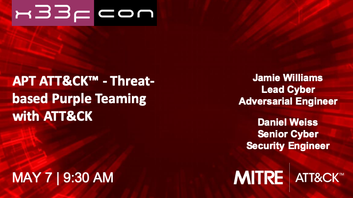 MITREattack's tweet photo. Today's stop on the tour is at 
@x33fcon in Gdynia, Poland as ATT&amp;CK team members @d4weiss and Jamie Williams talk about "Threat-based Purple Teaming" today at 9:30am in Room C. https://t.co/IASuParZ9Q