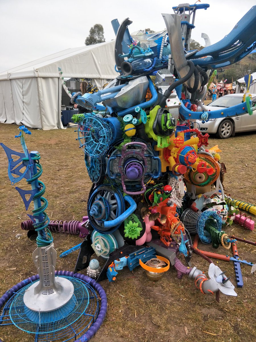 SamGarland17's tweet photo. Plastic can always have a purpose. It doesn't have to sit on a beach or into the water it can be reused for something it wasn't even meant for.  This was a scultpure I saw at a festival and couldn't help but reflect on its aspect of sustainability 
#UoNTeach #plasticswithapurpose https://t.co/UDQzcFf9YU