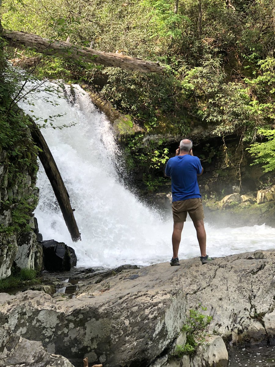 ArtSolutionsInk's tweet image. Photographer at work! Abrams Falls is named for a Cherokee chief whose village once stood a few miles downstream from this 20-foot beauty of a waterfall. #CadesCove #SmokyMountainsNationalPark