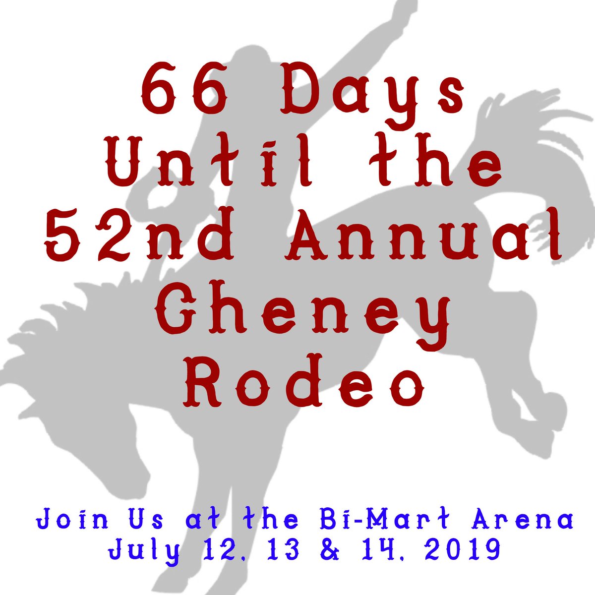CheneyRodeo's tweet photo. We are Counting down the days....who is ready to Rodeo?!?  #cheneyrodeo #prca #weareprorodeo #Cheney #cheneywa #pacificnorthwest #rodeo🐴 🐮 https://t.co/hucrjprmBP