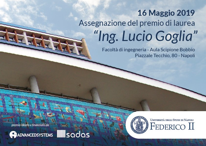 SadasDB's tweet photo. 👨‍🎓16 maggio ore 16 - Premio di Laurea "Ing. Lucio Goglia" @UninaIT  Facoltà di Ingegneria - aula Scipione Bobbio | P.zzle Tecchio, 80 - Napoli 
https://t.co/glsZXVBzi2 https://t.co/GcfHG0RQuH