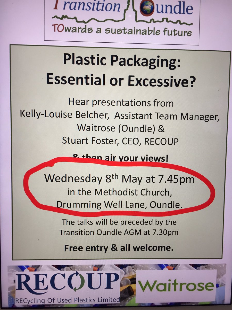 Plastic Packaging: Essential or Excessive? Presentations from Waitrose and RECOUP.  Please join us - details below.