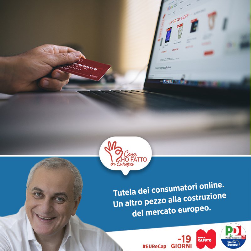 NicolaCaputo's tweet photo. #Meno19
Continua il #Countdown alle #EP2019 raccontando cosa ho fatto in questi 5 anni da Parlamentare Europeo. Oggi vi parlo della mia attività per i diritti e la tutela dei consumatori online.
https://t.co/6nCUmH1iVZ
#Caputo2019 #CosaHofattoInEU #Europee2019 #EuropaSiamoNoi https://t.co/eLYwaADyTX