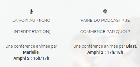 ConvMP3AParis's tweet photo. @LeMago @AzmarSG Voici Marielle de @IndomptablesLes et @BlastAndCo (@LesSondiers) avec leurs deux #Conférence :
- LA VOIX AU MICRO (INTERPRÉTATION)
- FAIRE DU PODCAST ? JE COMMENCE PAR QUOI ?

Rendez-vous à @ConvMP3AParis ! #MP3AParis #Podcast #FictionAudio #SagaMP3 #RT #Paris #Interpretation https://t.co/KUGlsBz0aQ