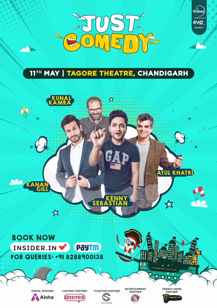 Chandigarh, four days to go for Just Comedy feat. @knowkenny , @kunalkamra88 , @one_by_two and @KananGill . Book your tickets now - bit.ly/jcfchd and join in for a crazy evening! May 11 at Tagore Theatre, Chandigarh || For Queries - 8288900138 #justcomedy #chandigarh