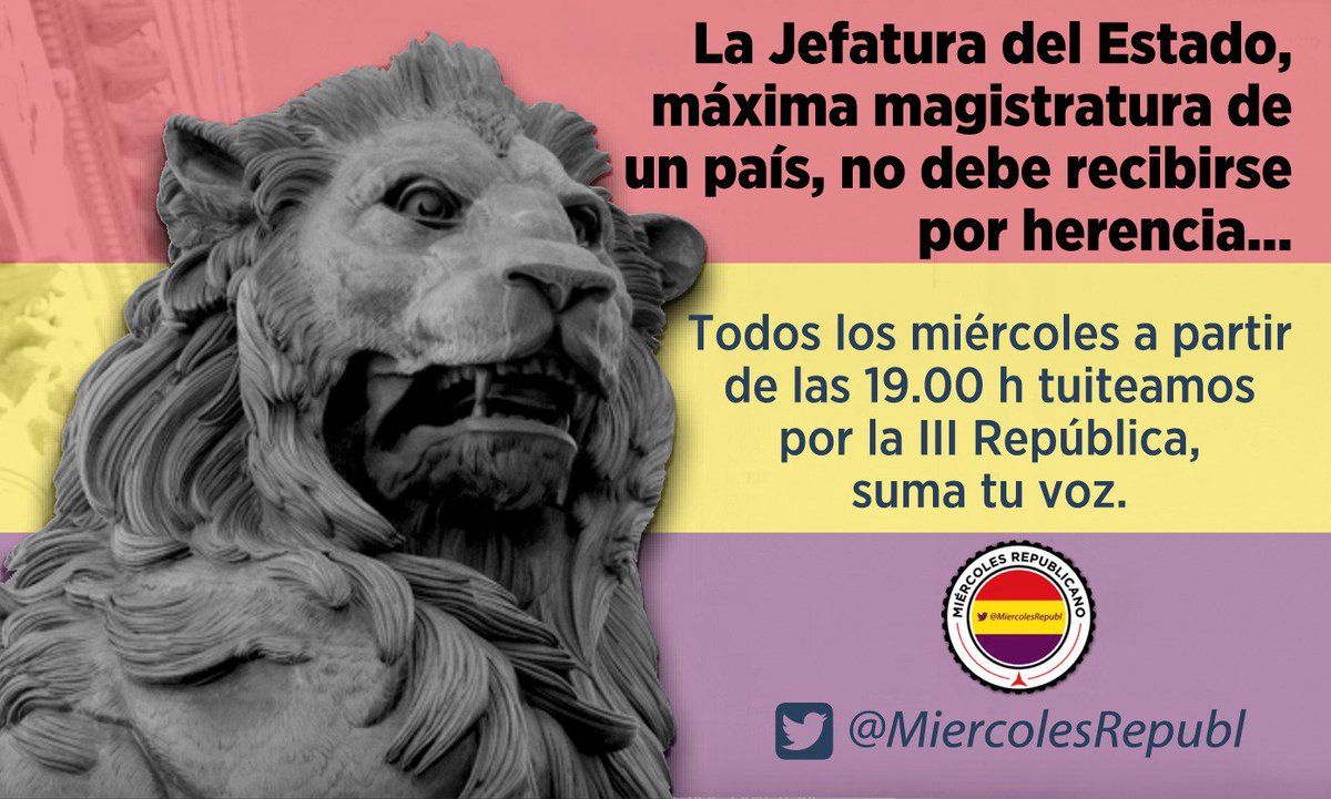 MiercolesRepubl's tweet photo. Sin República no tendremos una auténtica democracia, suma tu voz por la III República cada miércoles, a partir de las 19.00 h (una hora menos en Canarias), al hashtag de @MiercolesRepubl ❤️💛💜 #FelizMartes https://t.co/Gr14ZaYQM3